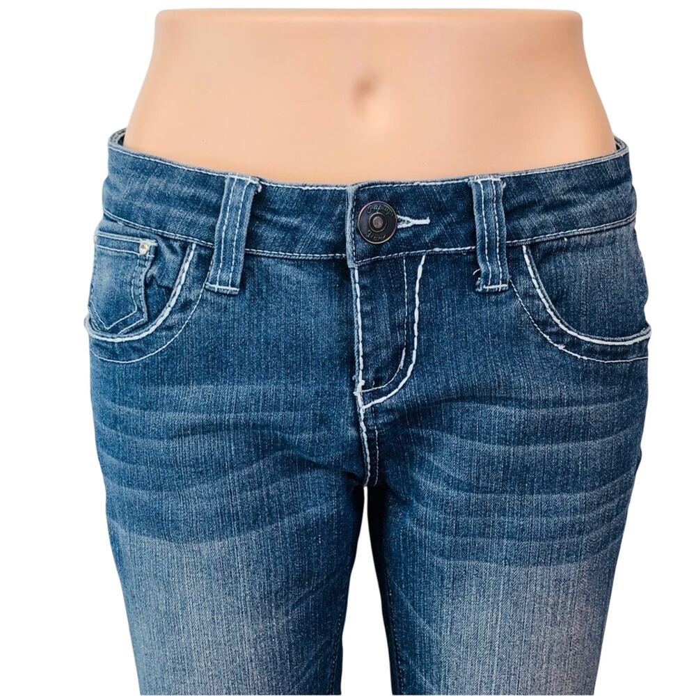 Vintage Y2k Papaya Bling Pocket Denim Jeans Flattering Skinny Silhouette - Picture 5 of 16